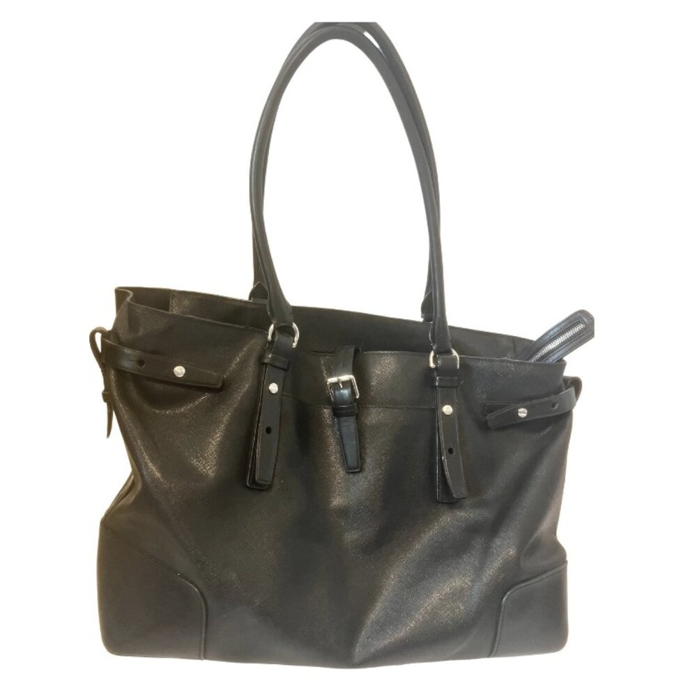 Tumi black leather tote